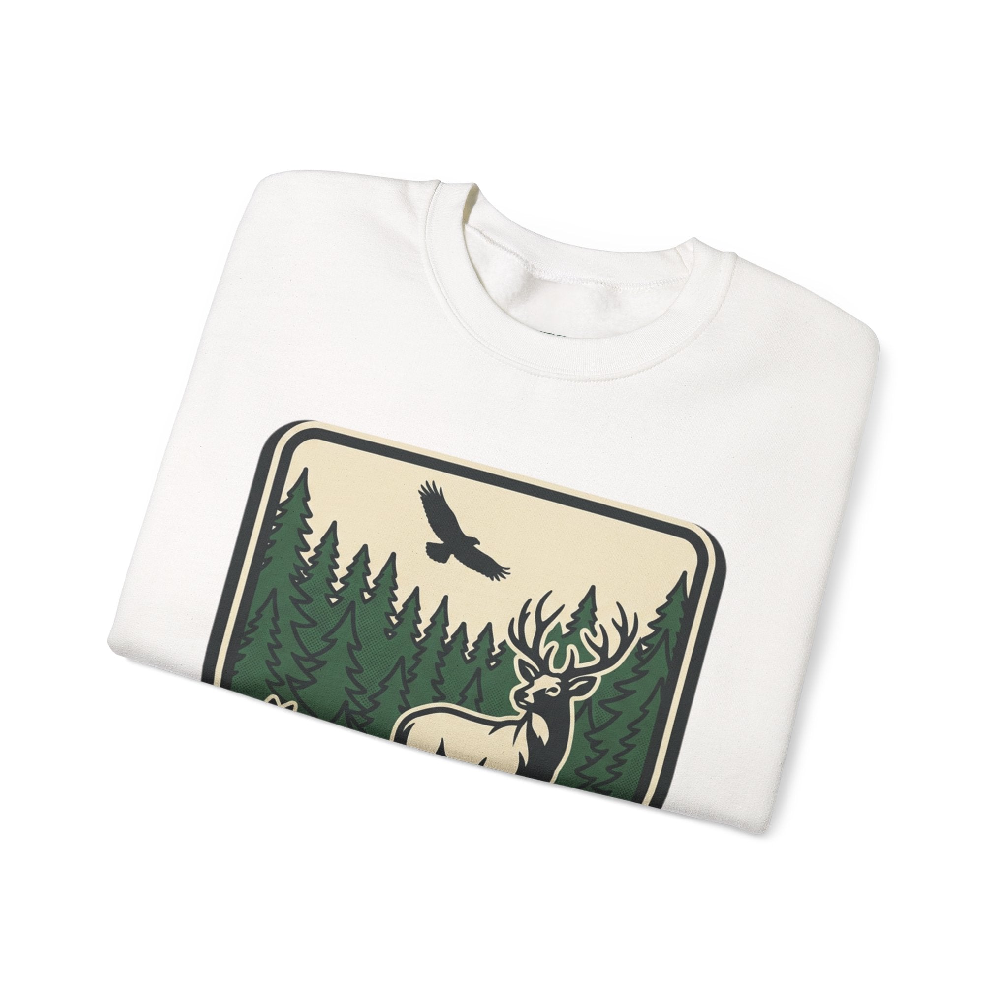Nature Crewneck Sweatshirt — 'SZN THREADS' Forest Deer Graphic