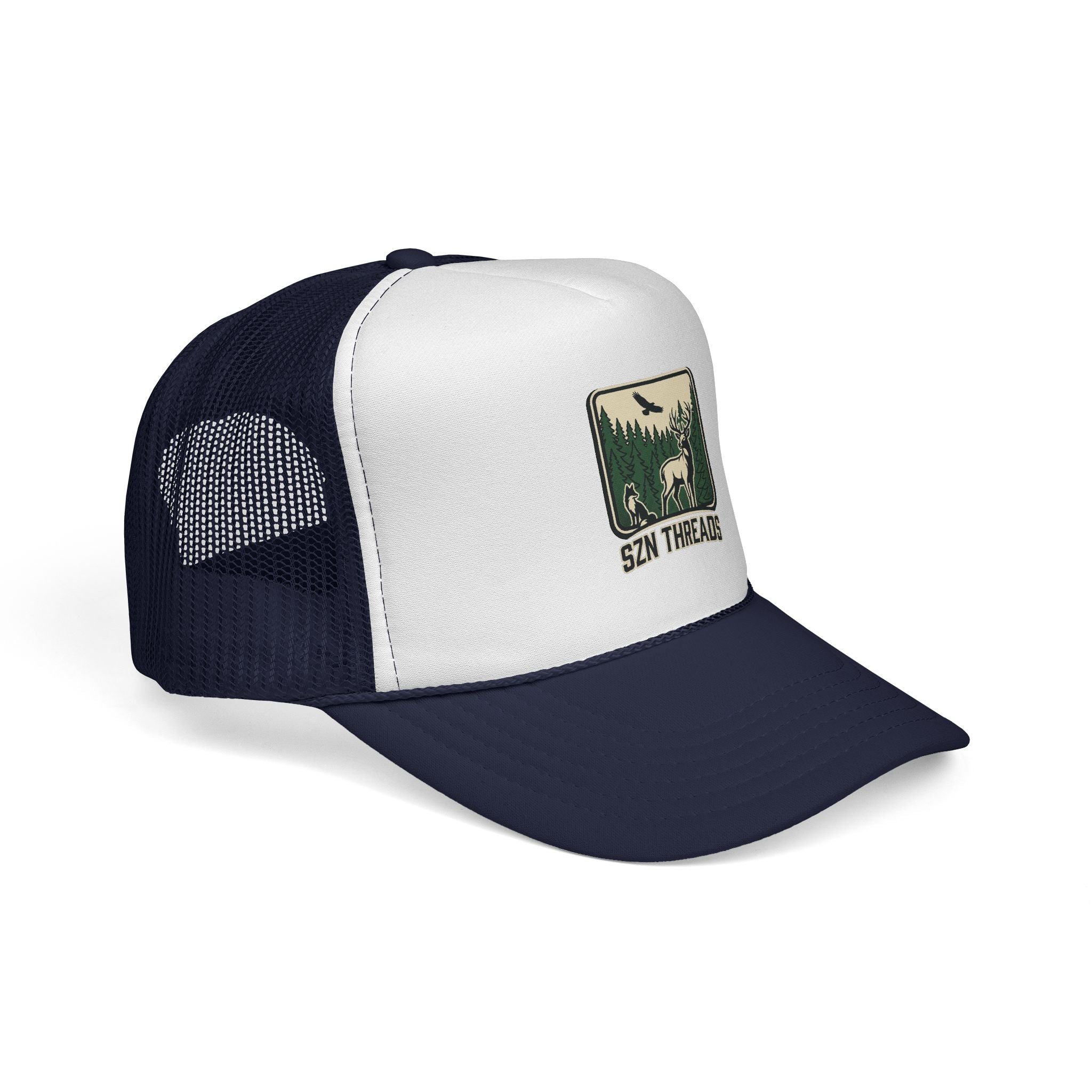 Outdoor Patch Trucker Cap — SZN THREADS Elk Forest Design