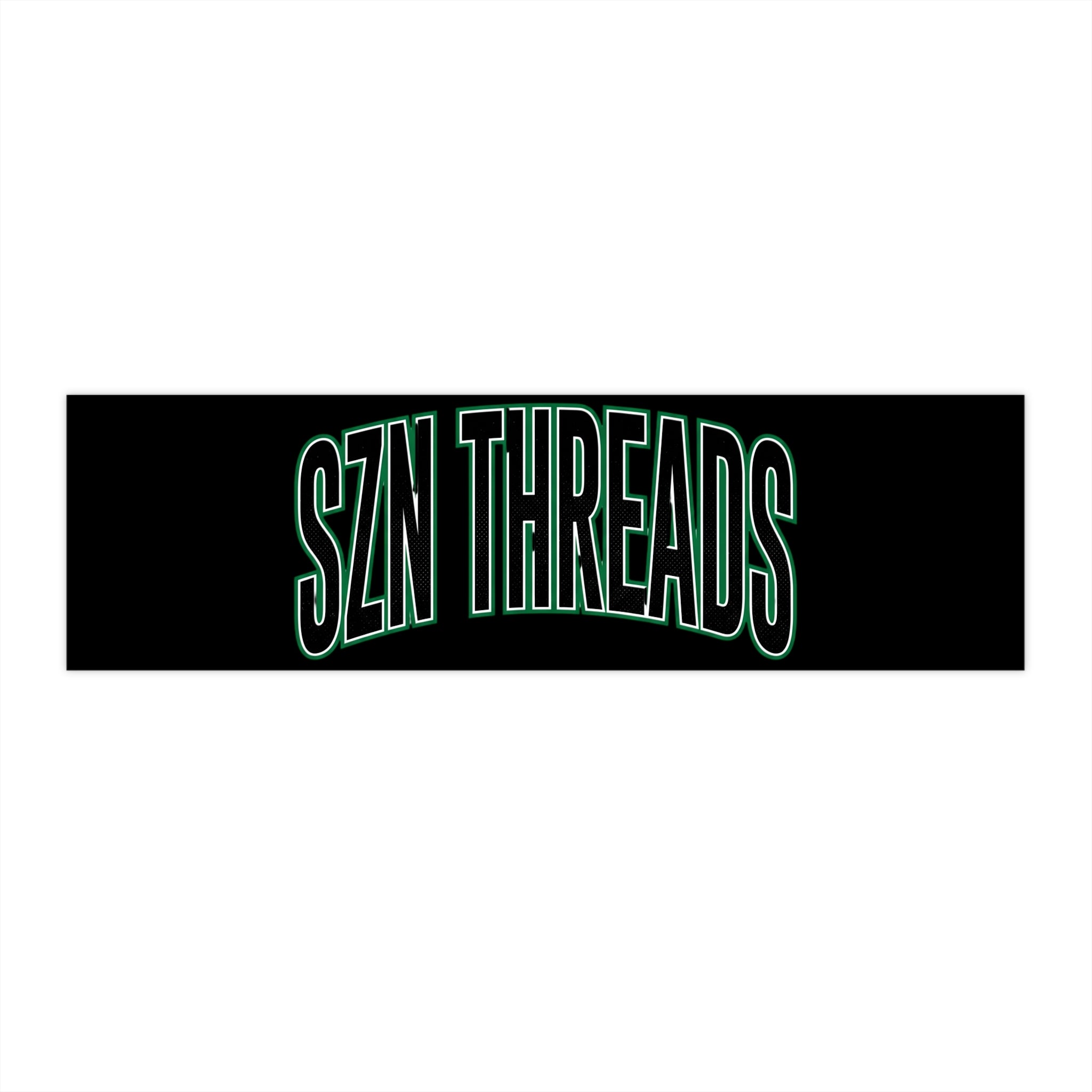 SZN THREADS Bumper Sticker | Arched Green Black Lettering