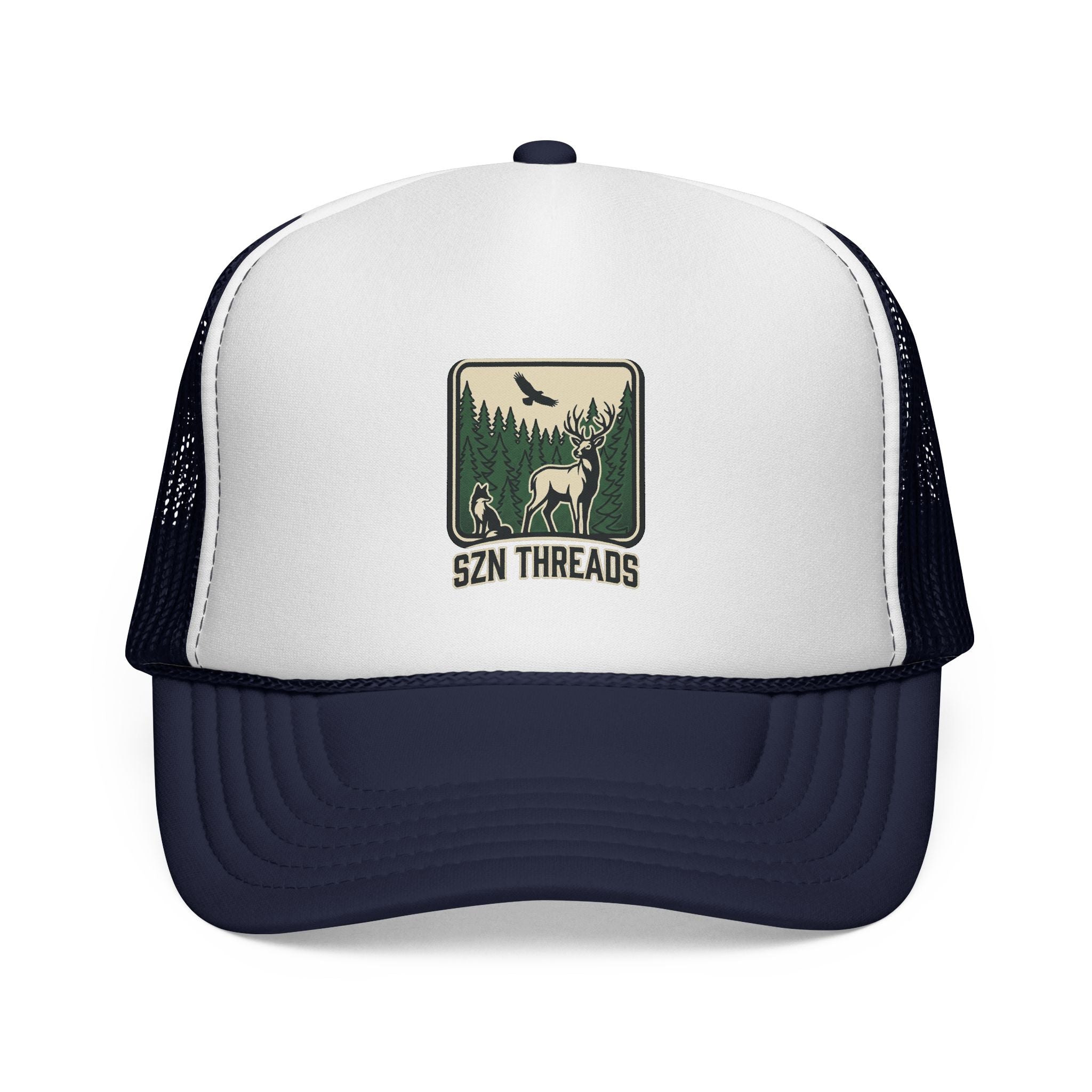 Outdoor Patch Trucker Cap — SZN THREADS Elk Forest Design