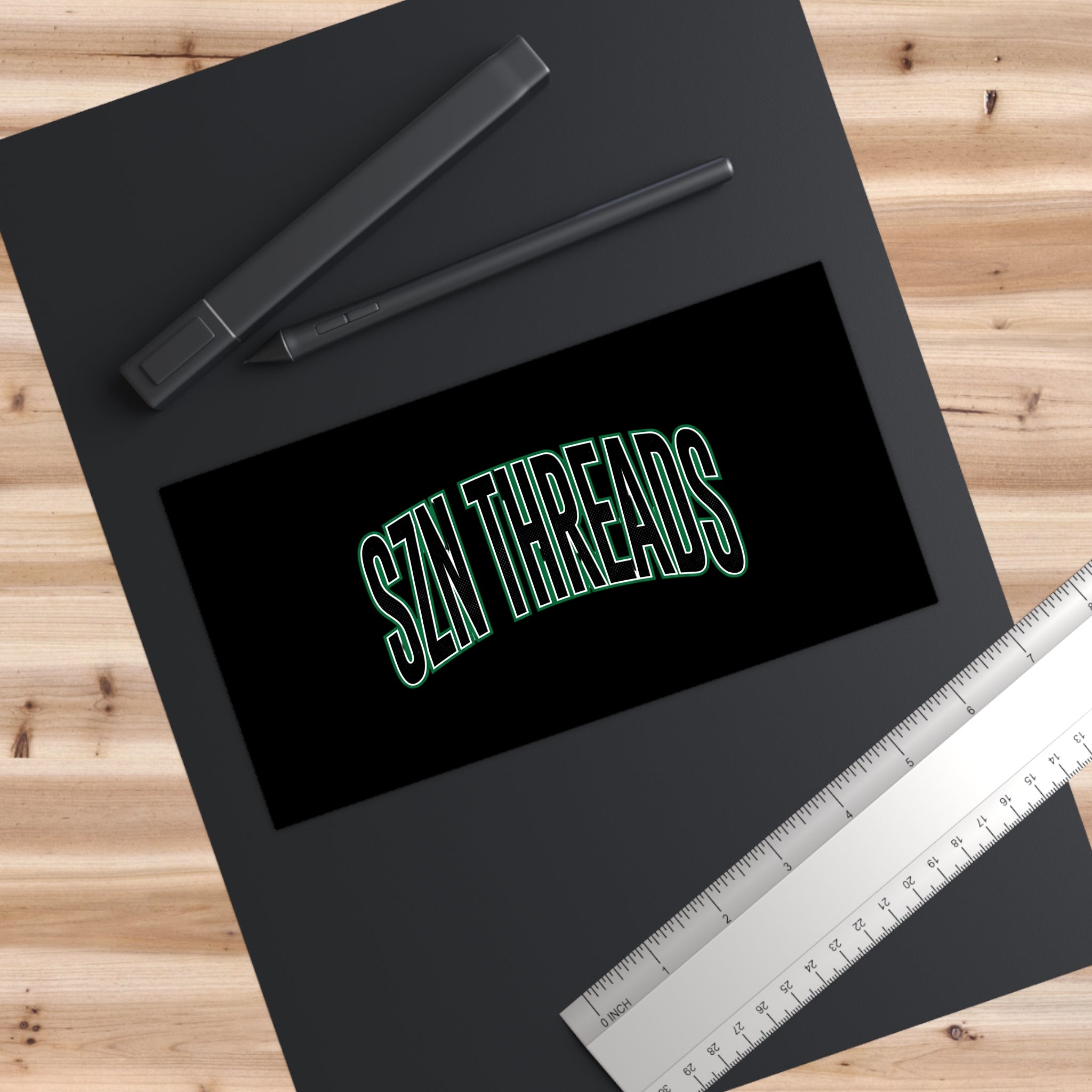 SZN THREADS Bumper Sticker | Arched Green Black Lettering