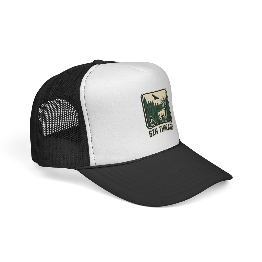 Outdoor Patch Trucker Cap — SZN THREADS Elk Forest Design